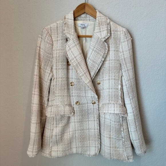 Fate Jackets & Blazers - Fate Cream Double Breasted Tweed Blazer - Size Small - EUC